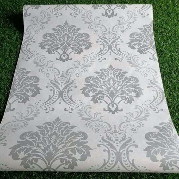 10 mét giấy dán tường có keo sẵn khổ rộng 45cm - mẫu HOA VĂN TRẮNG CỔ ĐIỂN