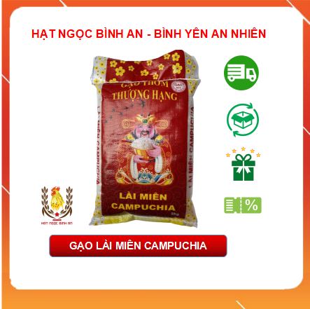 Gạo lài miên campuchia bao 5kg gạo dẻo thơm đặc sản