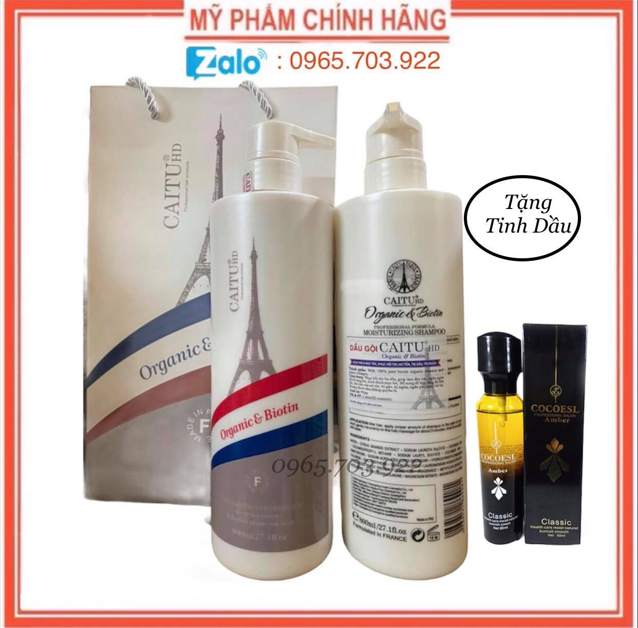 [ Chính Hãng ] - Dầu Gội Xả Caitu Kích Thích Mọc Tóc Phục Hồi Hư Tổn Tri Gàu Tri Ngứa 800ml x 2 Hương Nước Hoa  - Tặng Tinh Dầu