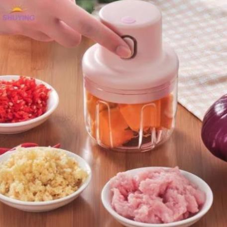 Máy xay tỏi ớt, xay thịt mini tích điện 250ml