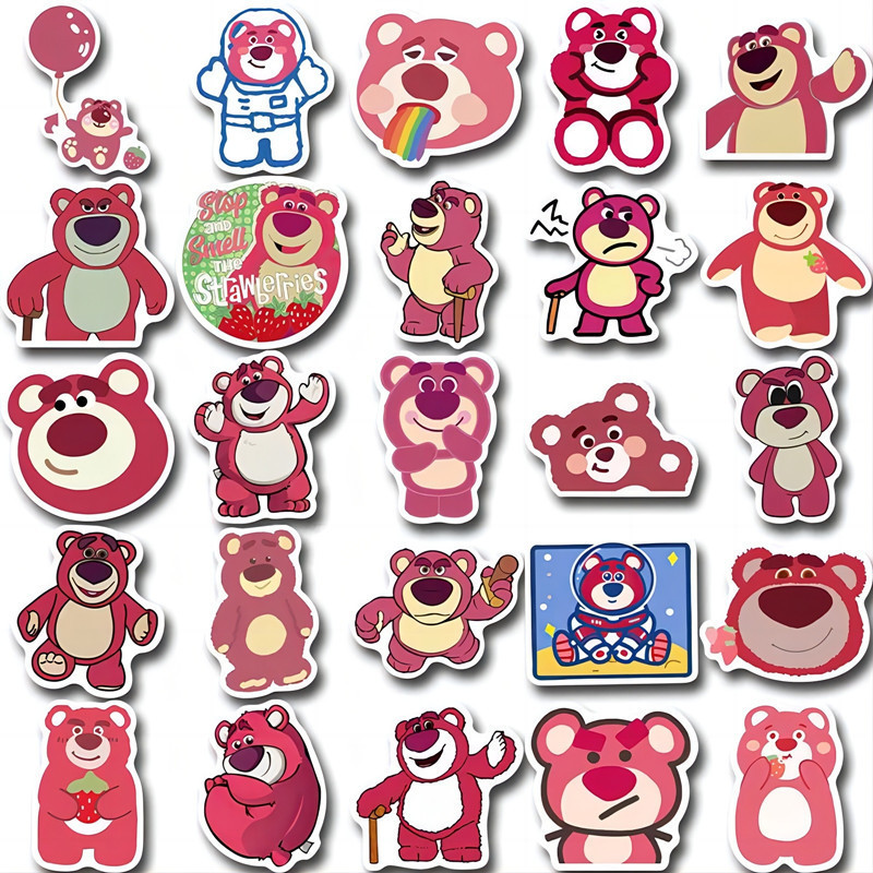 Set 50 sticker gấu dâu LOTSO không trùng không thấm nước