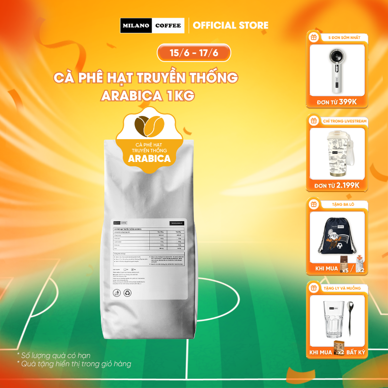 Cà phê Milano loại cà phê hạt Moka 1kg