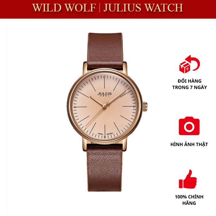 Đồng hồ nữ Julius JA-814 Hàn Quốc dây da cổ điển màu nâu
