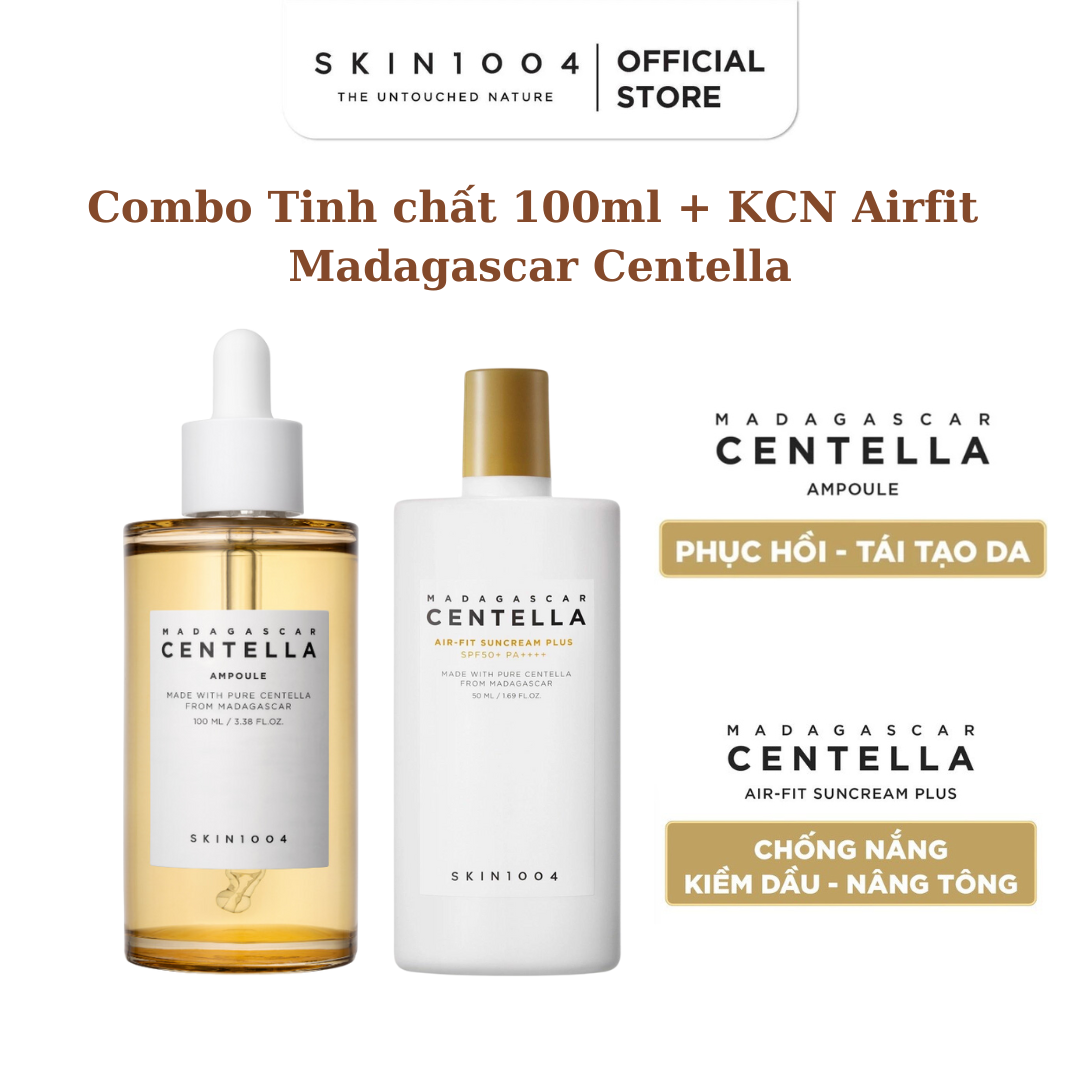 Combo Skin1004 Kem chống nắng Madagascar Centella Air-Fit SunCream Plus 50ml + Tinh chất Madagascar Centella Ampoule 100ml