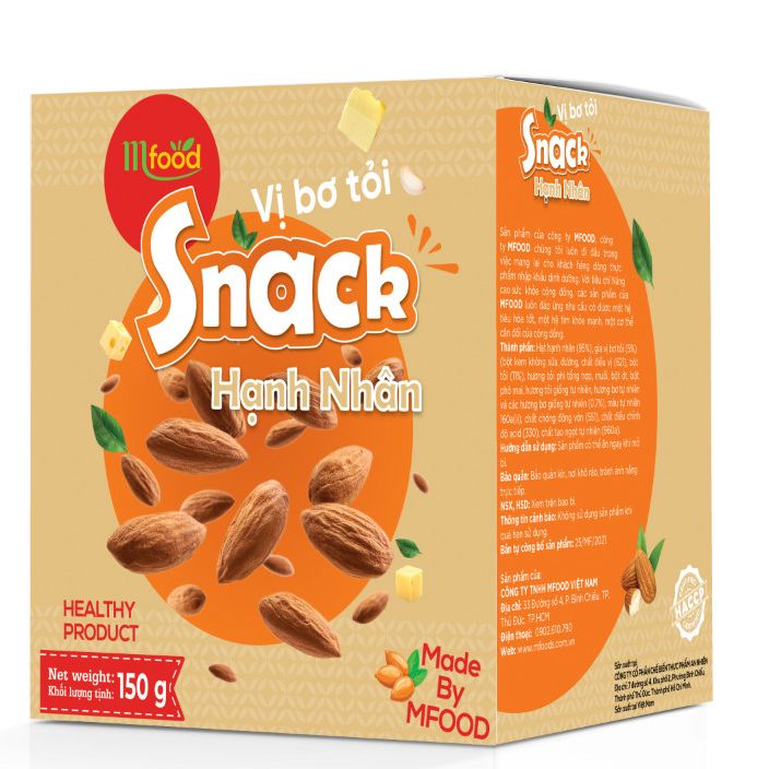 Bánh snack hạnh nhân vị bơ tỏi hộp 240g .
