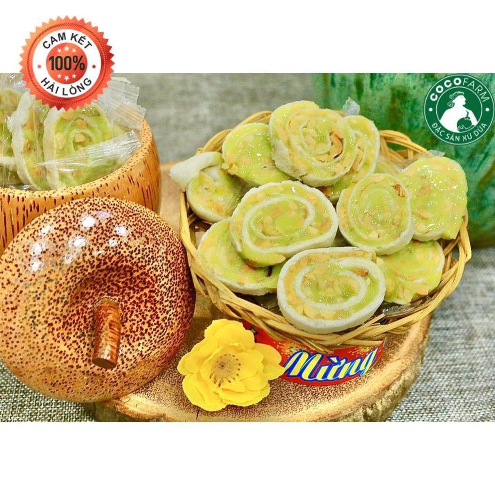 Kẹo dừa nướng dứa đậu phộng cuộn bánh tráng Cocofarm bịch 500g - Đặc sản xứ dừa