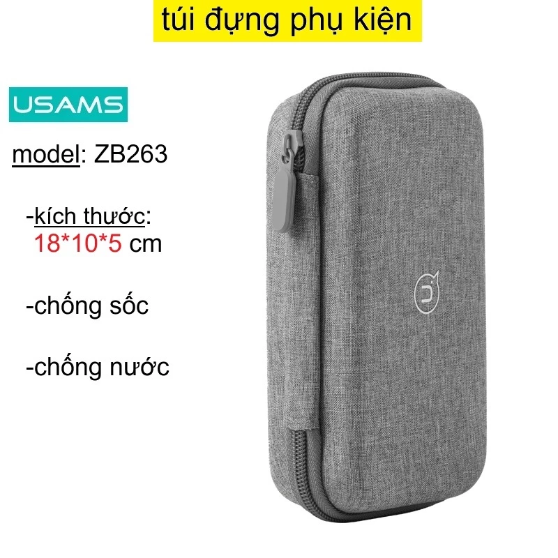 Túi đựng phụ kiện điện thoại chống sốc chống nước  USams Portable Storage Bag ZB263