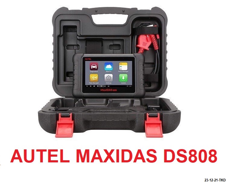 Máy chẩn đoán ô tô, tải 12V và 24V chuẩn OBD2. Kết nối có dây ổn định, bền bỉ. Hỗ trợ tiếng Việt. Đọc lỗi chuyên sâu hơn 100 hãng xe. Cập nhật miễn phí 02 năm. AUTEL MAXIDAS DS808