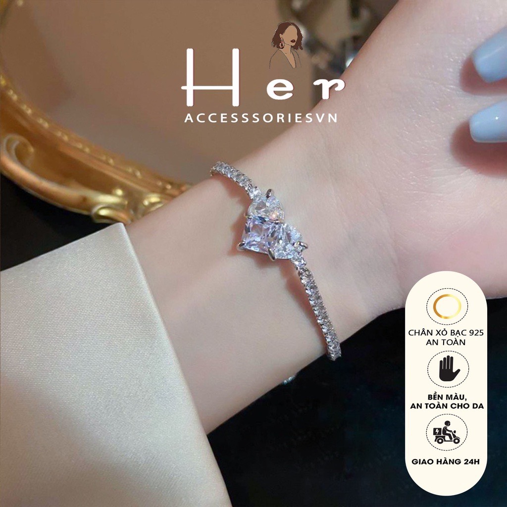 Lắc tay đá mặt hình trái tim độc đáo, lắc tay hình trái tim đá sang trọng Her Jewelry TT10