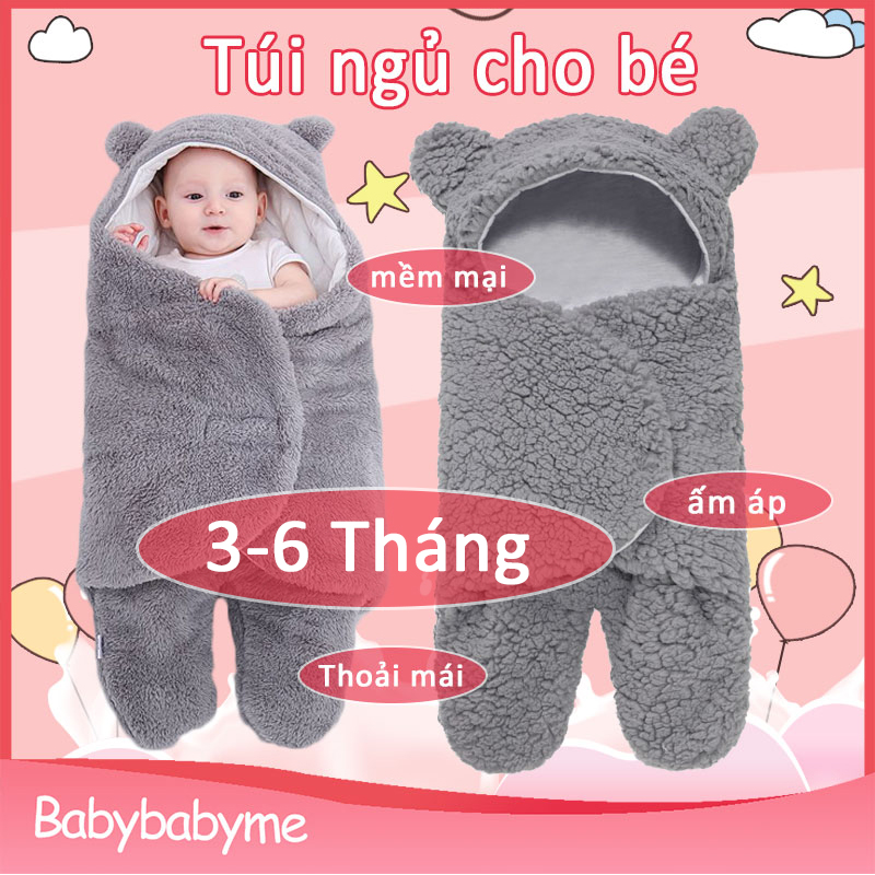 Chăn quấn một mảnh có chất liệu cotton 100% mềm và dày mang phong cách sang trọng dành cho bé sơ sinh 3-6 tháng tuổi BabyBabyme - INTL