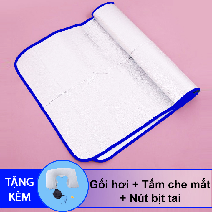 Combo Giá Ưu Đãi Bảo Vệ Giấc Ngủ: Chiếu Ngủ Trưa Văn Phòng Cá Nhân (180 x 100 cm) Cao Cấp, Thảm Du Lịch Gấp Gọn Siêu Nhẹ + Tặng Gối Ngủ Hơi Vải Nhung Mềm Mịn, Tấm Che Mắt Và Nút Bịt Tai Mềm Ngăn Tiếng Ồn