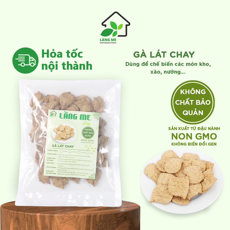 Gà Lát Chay , thịt gà chay Khô Ngon Loại 1 Làng Me , chế biến món chay ngon ( gói 500 gr ) , Hàng công ty không chất bảo quản , không biến đổi Gen