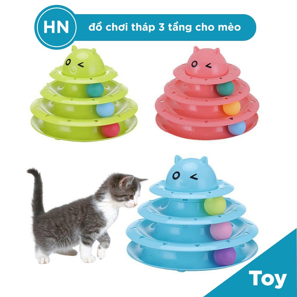 Đồ chơi cho chó mèo - đồ chơi tháp banh 3 tầng cho mèo