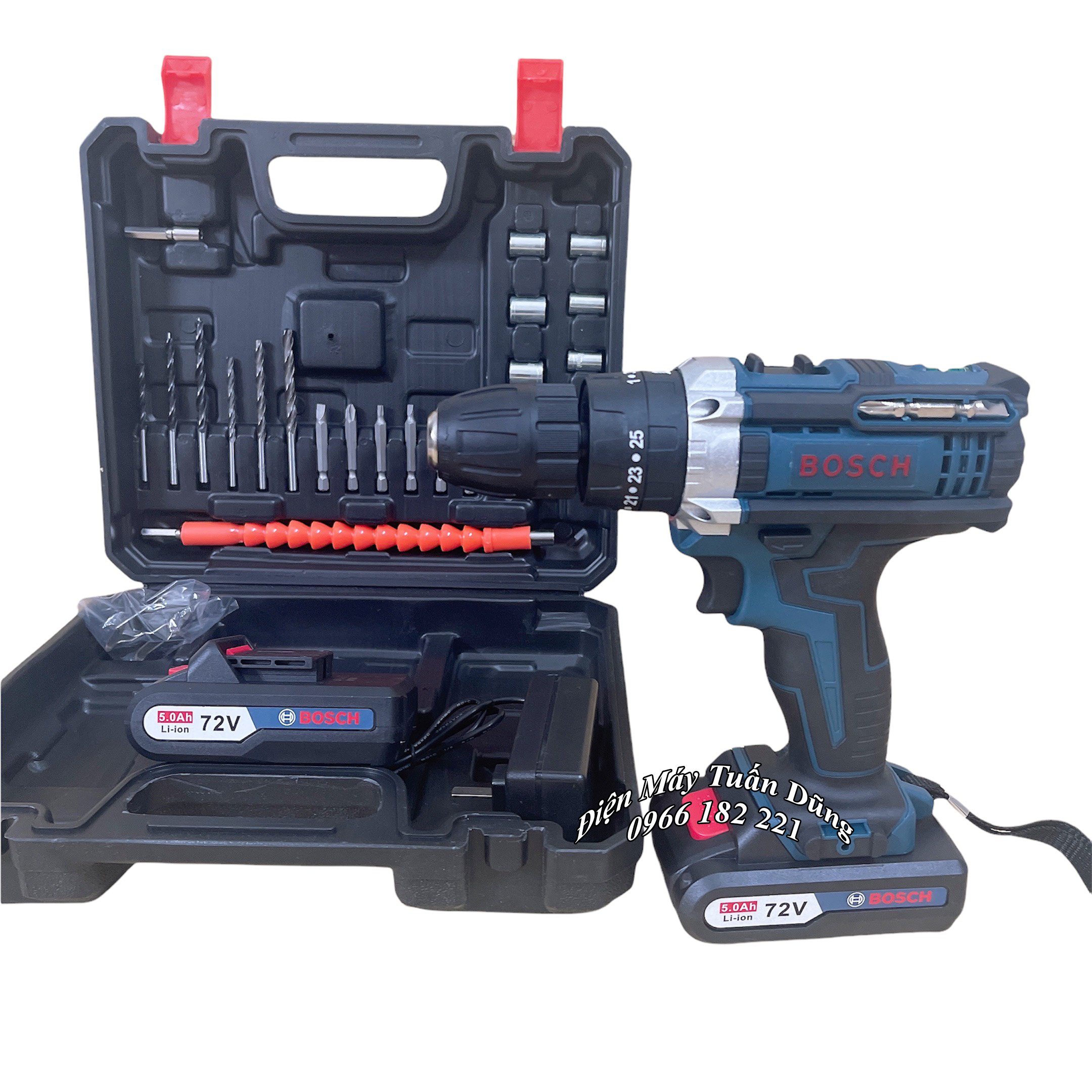 [TẶNG 24 PHỤ KIỆN] Máy khoan pin 72V Bos.ch, 100% dây đồng, 25 cấp trượt