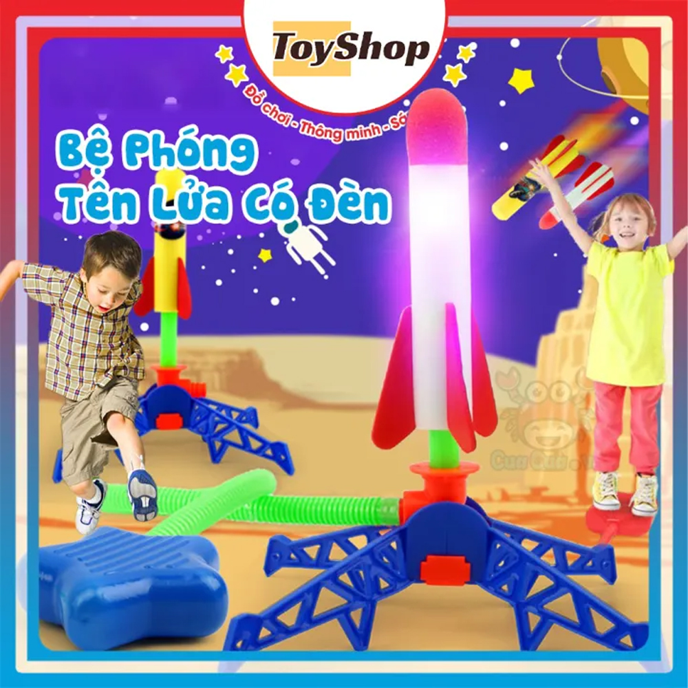 Đồ chơi bệ phóng tên lửa có đèn cho bé, tên lửa xốp dẫm chân bắn lên cao, Đồ chơi bắn súng an toàn và ổn định chuyên nghiệp, đồ chơi tên lửa