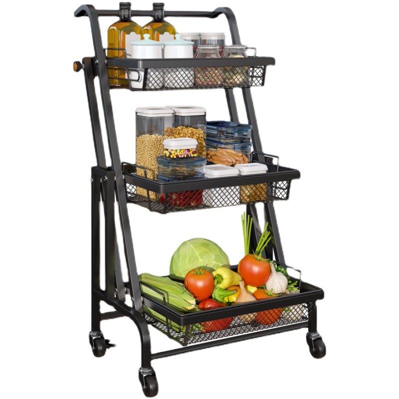 Kệ để đồ nhà bếp 3 tầng gấp gọn thông minh Kệ để đồ đa năng xoay 180 độ