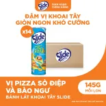 Thùng 14 Lon Bánh Lát Snack Khoai Tây Slide Vị Pizza Sò Điệp Và Bào Ngư 145g