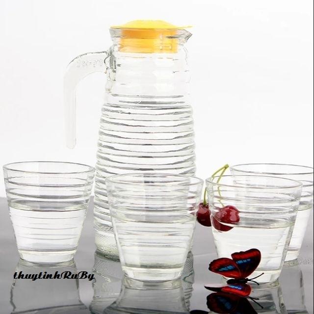 Bộ bình nước thủy tinh 5 món - bình ly thủy tinh