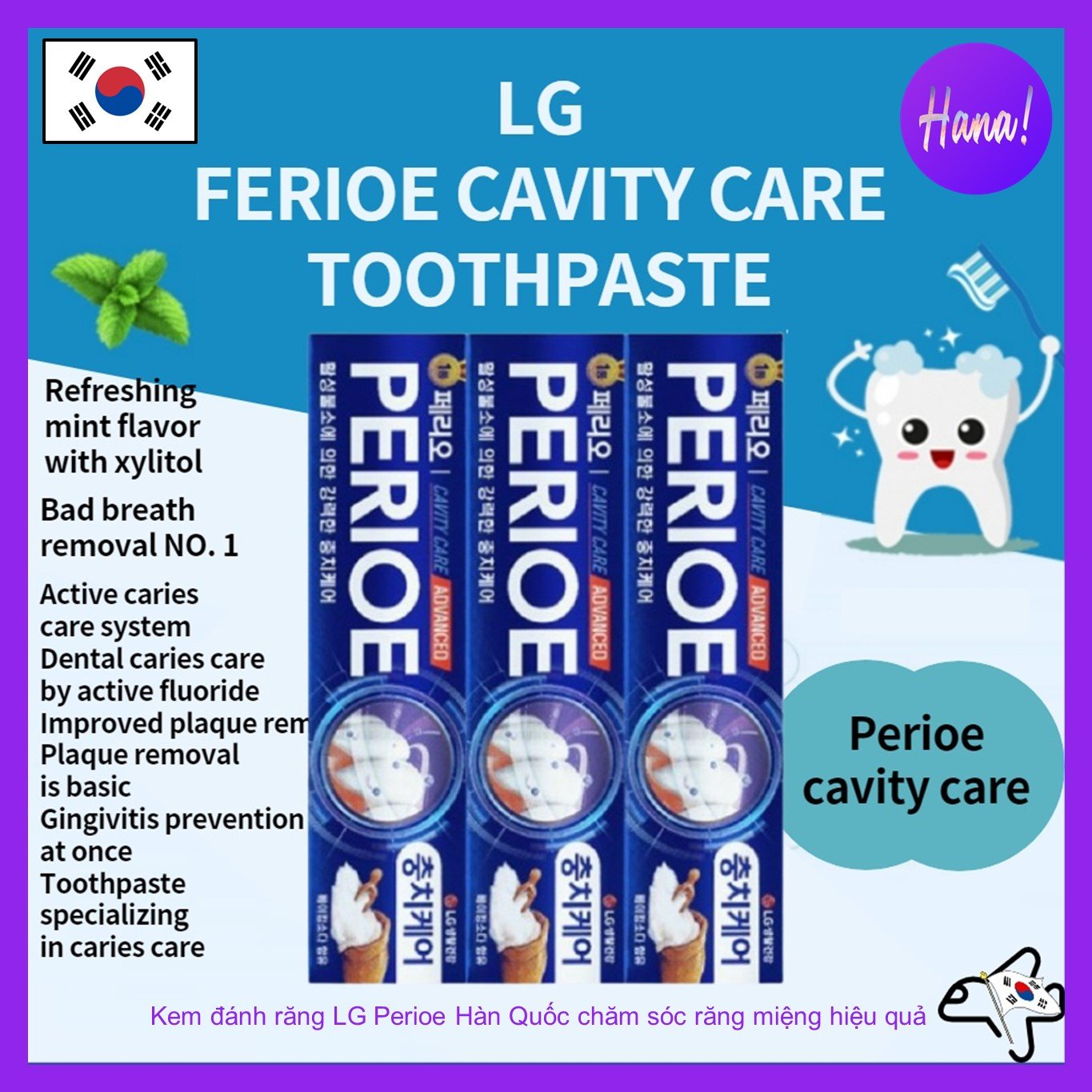 Kem đánh răng LG Perioe Hàn Quốc chăm sóc răng miệng hiệu quả 150g