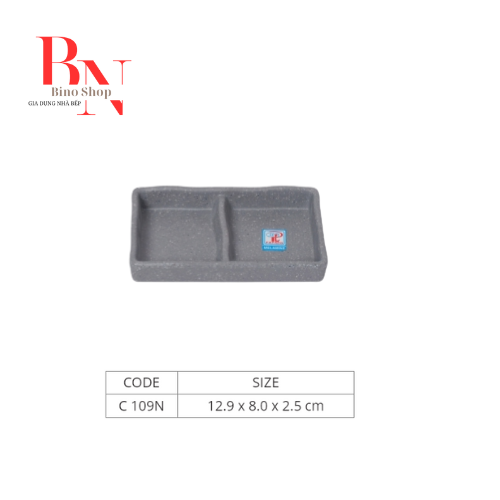 Chén chấm hai ngăn nhám xám -c109nx