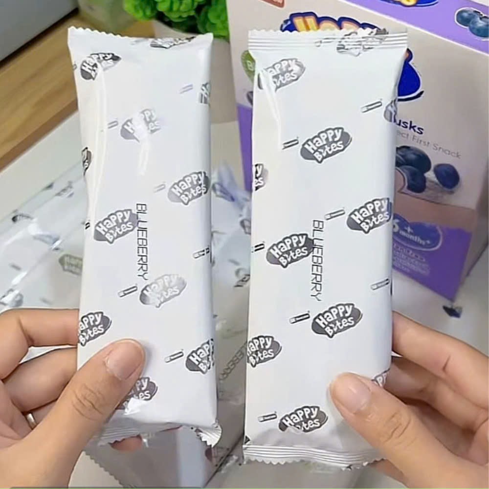 [TÁCH LẺ] Bánh gạo ăn dặm Happy Bites Chuối / Táo / Dâu / Việt Quất / Rau Củ Thái Lan Cho Bé Từ 6M+