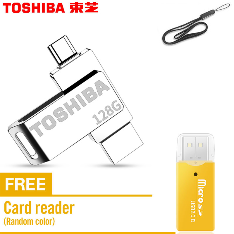 Original brand usb flash drive 128gb otg metal usb 3.0+ type c pendrive stick+đầu đọc thẻ