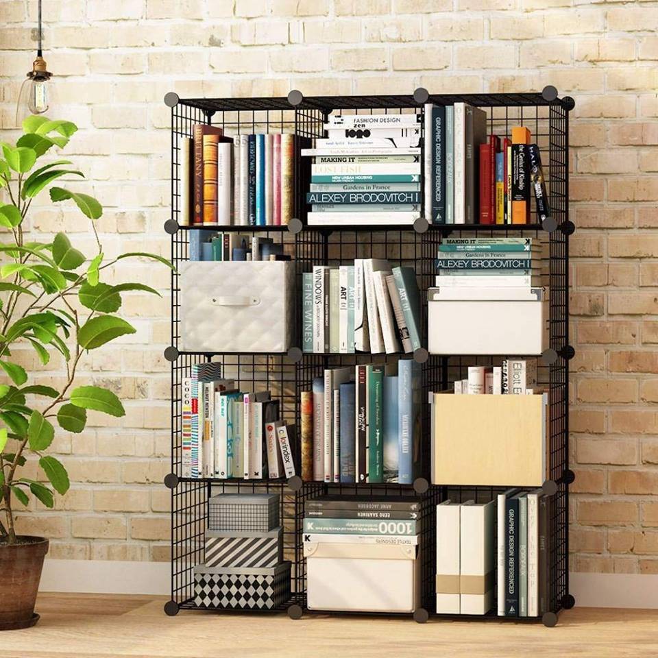 Tấm Lưới Sắt Lắp Ghép Đa Năng, Làm Kệ Sách, Tủ Quần Áo, Decor Treo Tường (TẶNG KÈM CHỐT VÀ BÚA GỖ)