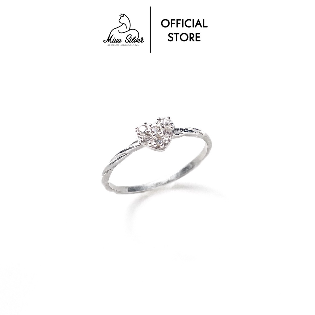 Nhẫn bạc nữ Miuu Silver, nhẫn vòng xoắn hình trái tim đính đá xinh xắn