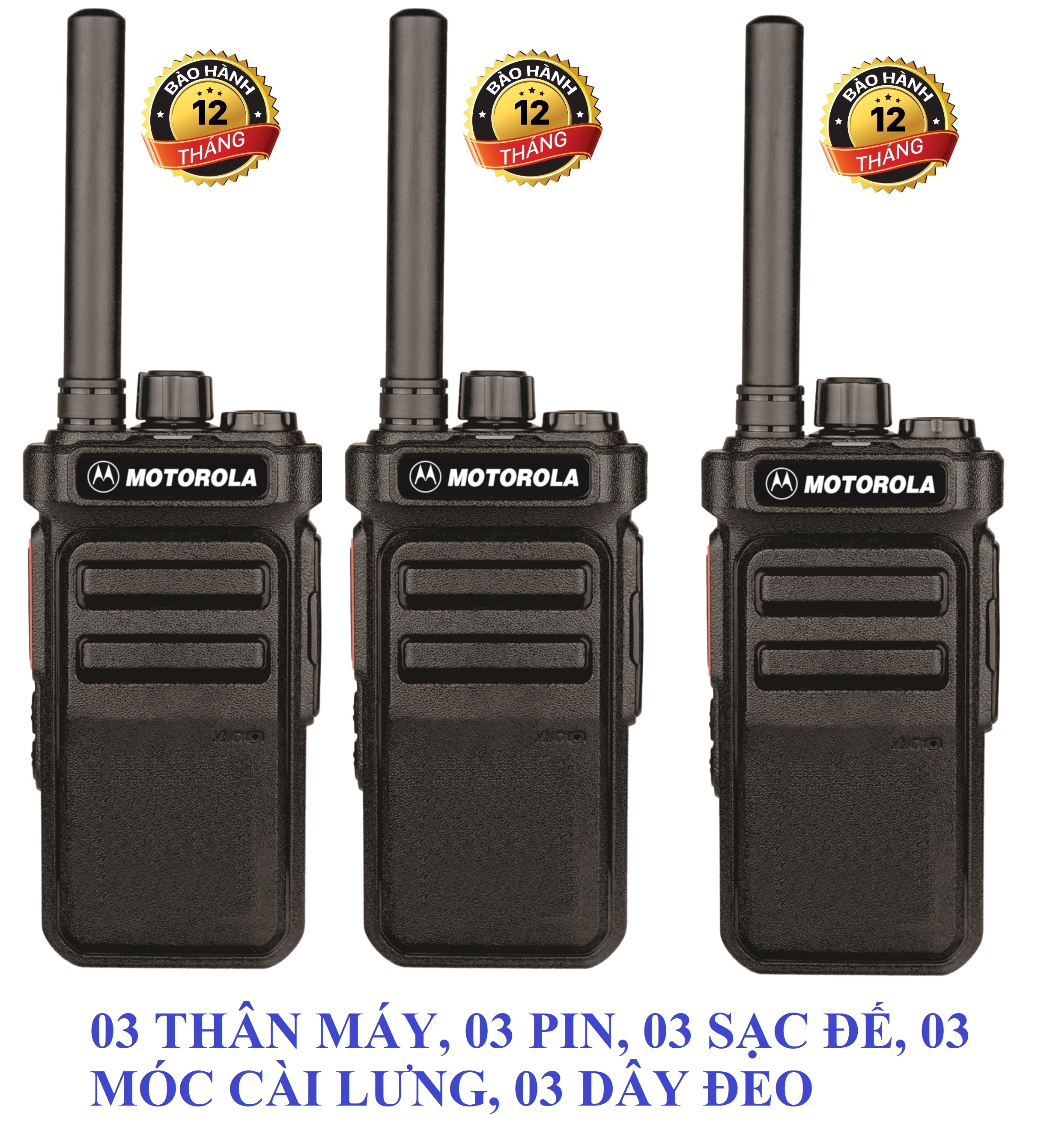 Bộ 3 Bộ đàm Motorola CP988 (Nhỏ gọn âm thanh trong, 2 chế độ sạc, Pin dung lượng cao sử dụng lớn hơn 18 tiếng, siêu bền, cự ly liên lạc xa)