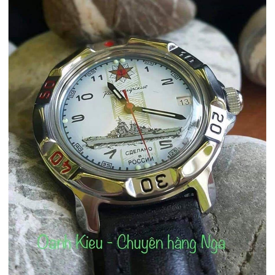 Đồng hồ nam Vostok máy cơ lên giây, size mặt 40, size dây 18. Đồng hồ Nga Vostok Komandirskie 811428