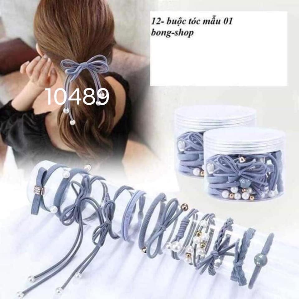 Hộp chun buộc tóc 12 mẫu