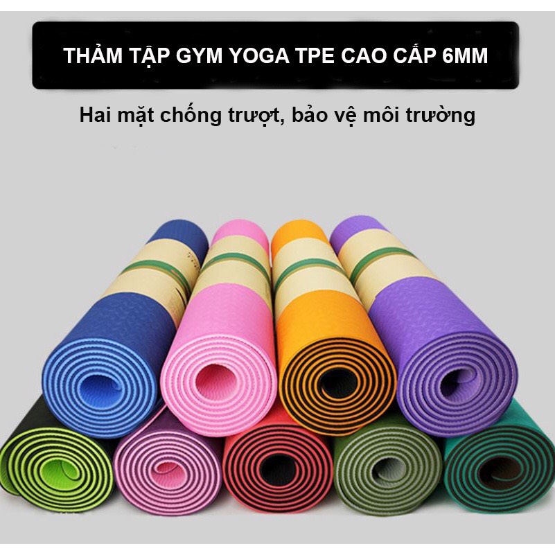 Thảm tập YOGA Chống trượt,Túi thảm tập GYM tại nhà tập thể dục Chất liệu TPE 2 lớp chống trơn tuyệt đối