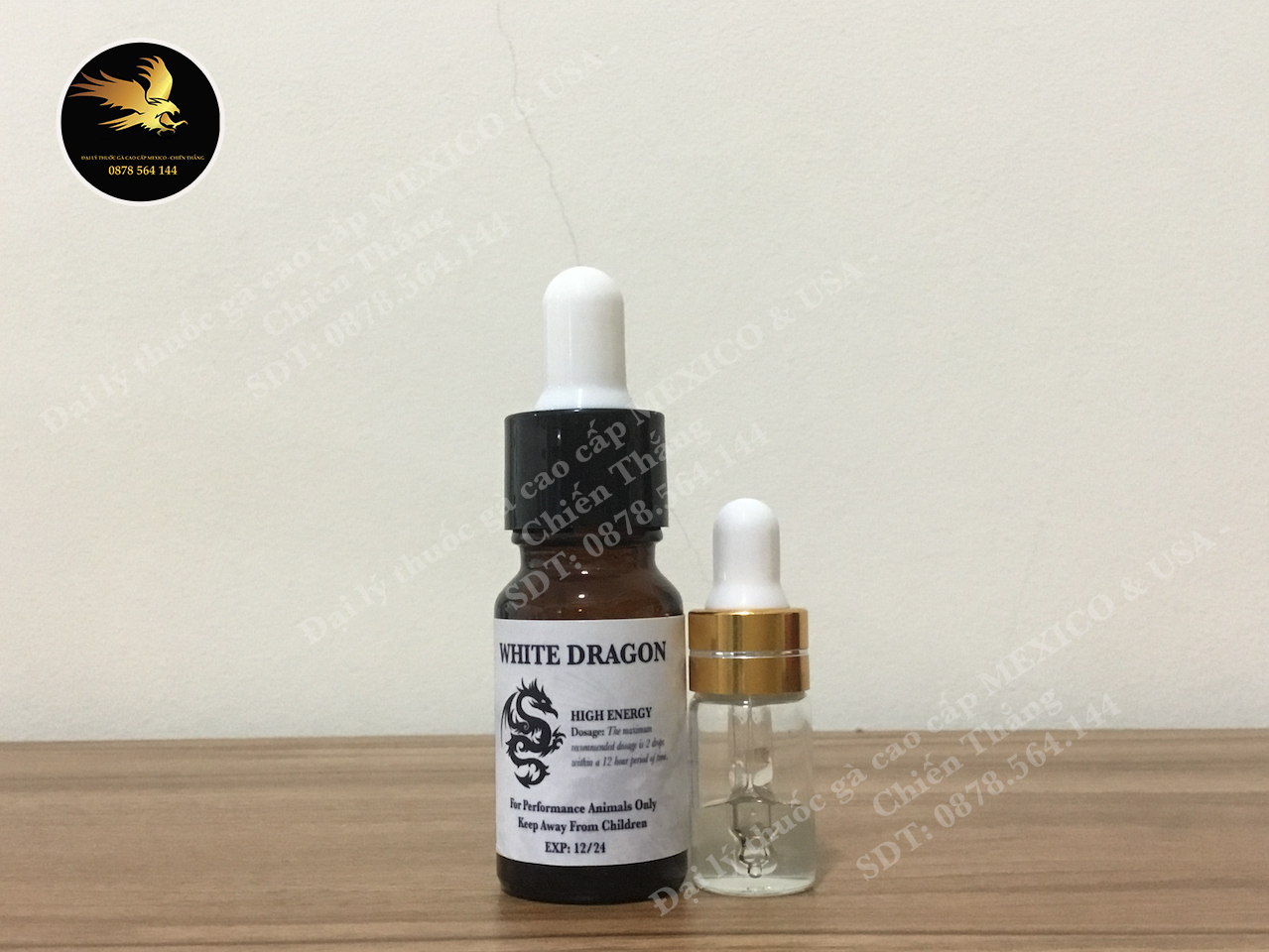 [Thuốc nhỏ gà đá] - White Dragon VIP (RỒNG TRẮNG) - Xuất xứ MEXICO - Giúp gà TĂNG BO LỚN, CHỐNG ÓI, TẢI CỰA, CỰC KỲ LỲ ĐÒN - Nguyên chất Chính Hãng [1ml - 320.000đ ][Chai lớn 10ml - 2.200.000đ]