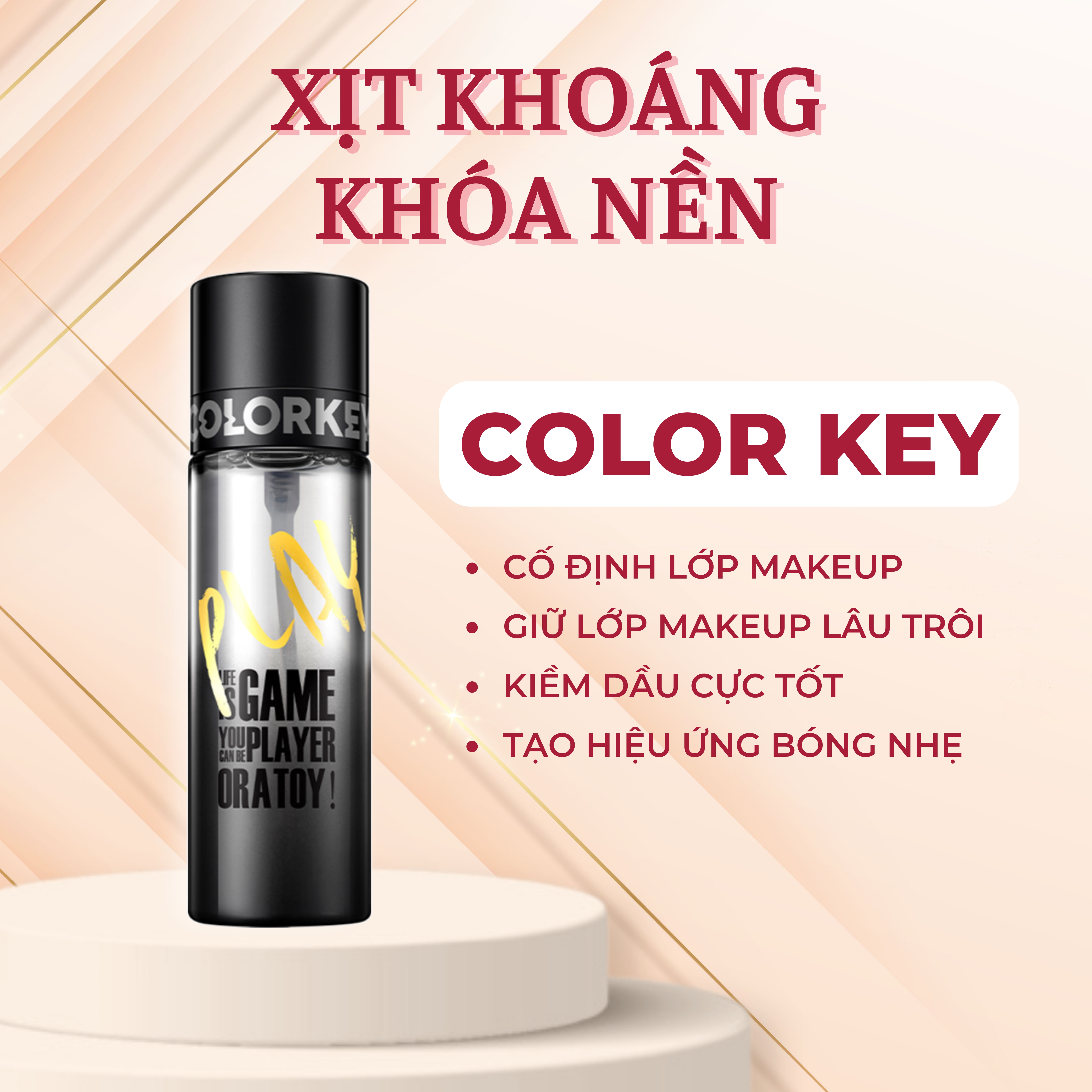 Xịt khoáng khóa nền colorkey - tiệm mỹ phẩm nhà min / xịt khoáng khóa lớp trang điểm dành cho các cô nàng da dầu tina le make up