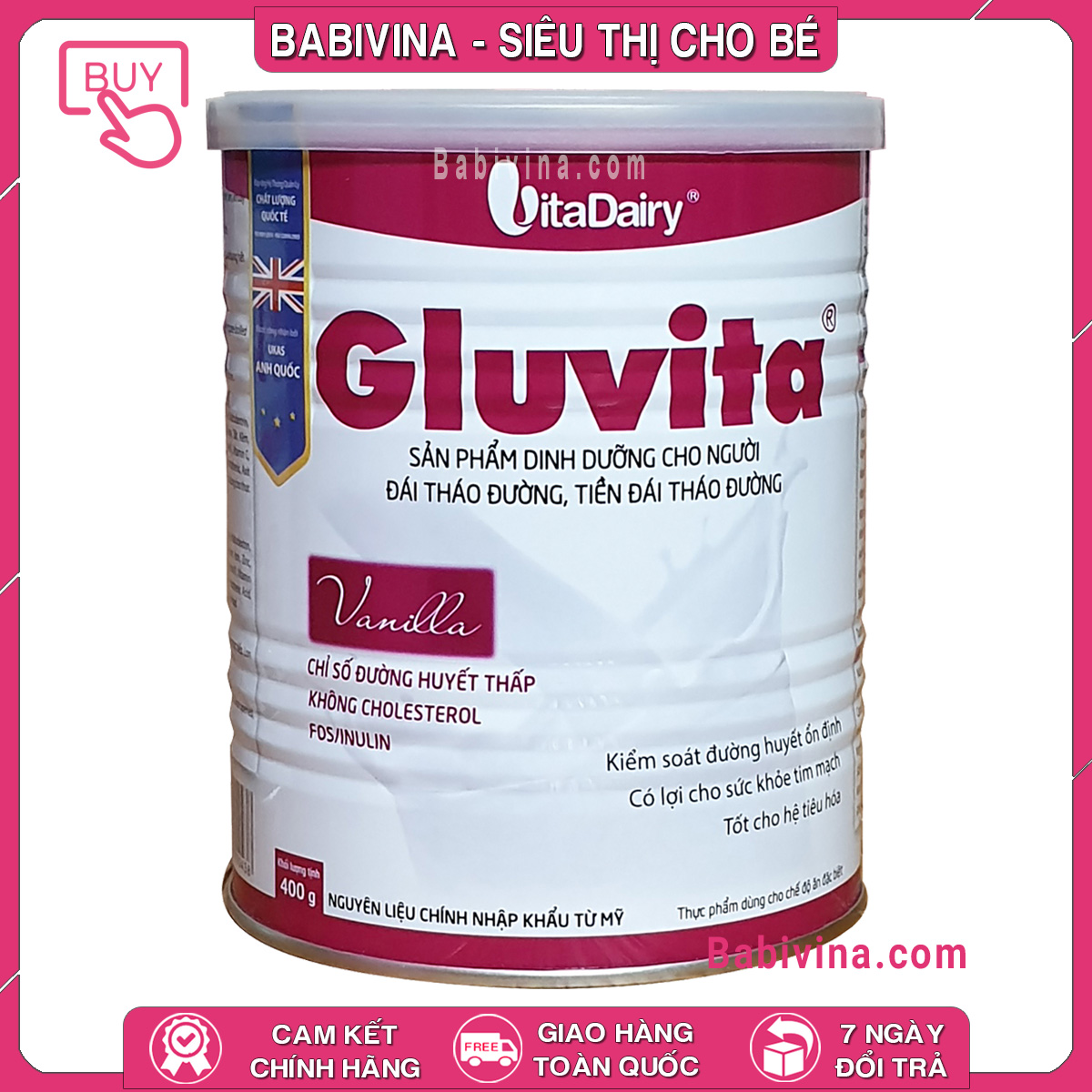 [CHÍNH HÃNG] Sữa Gluvita 400g | Dinh Dưỡng Dành Cho Người Bị Bệnh Tiểu Đường | Babivina