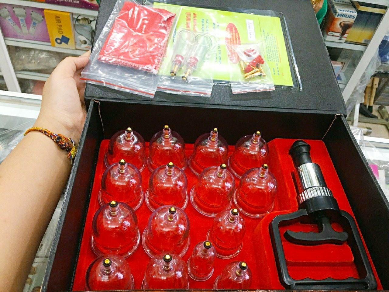 Bộ Giác Hơi Không Dùng Lửa Vali valy Nâu Duy Thành 17 ly