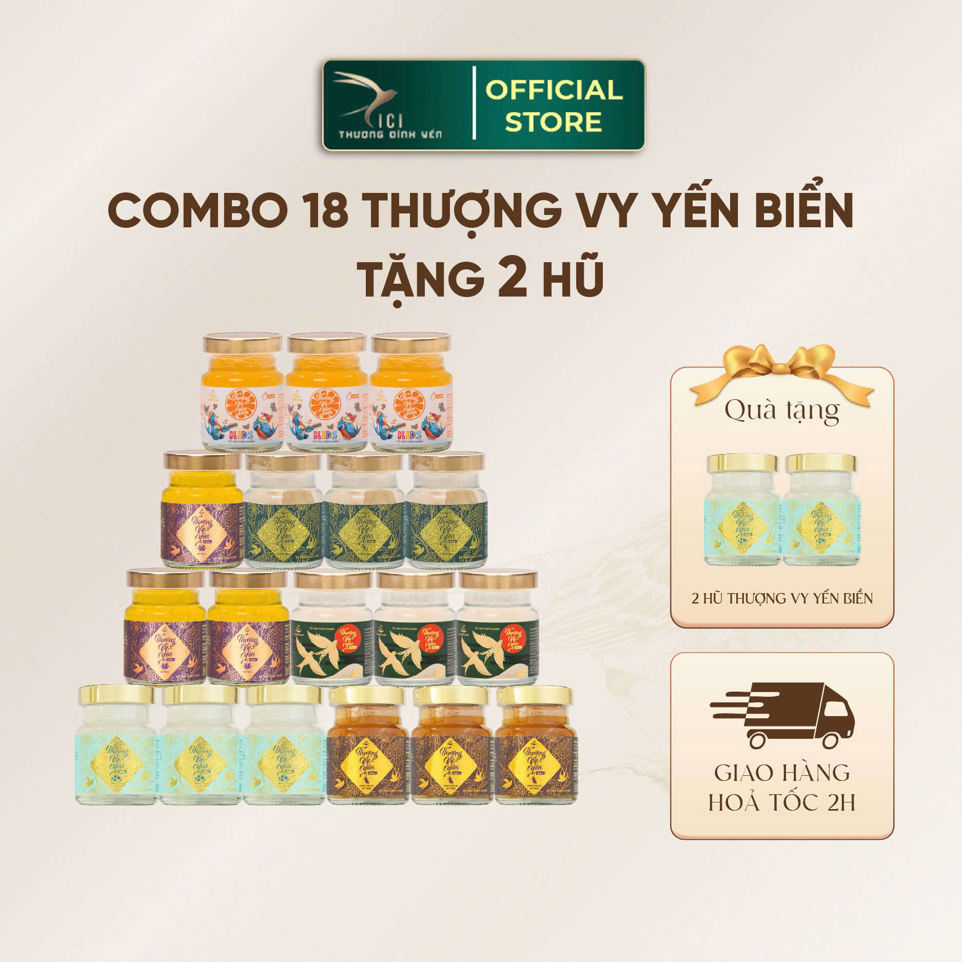 [Mua 18 Tặng 2]Combo 20 Hũ Yến Biển Chưng Sẵn Không Kèm Hộp 6 Vị Cici Thượng Đỉnh Yến 30% Yến 70ml Cho Cả Gia Đình