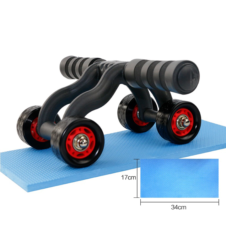 Con lăn tập cơ bụng 4 bánh cao cấp giá rẻ làm săn chắc cơ bụng, máy tập cơ bụng làm giảm mỡ bụng giảm cân, giảm eo chịu lực tốt cao cấp bên bỉ - kèm hộp và thảm lót đầu gối bst1224