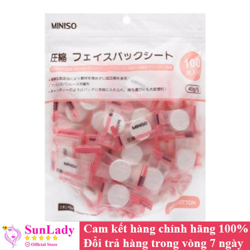 Mặt Nạ giấy nén  Nhật Bản Miniso Gói 100 viên