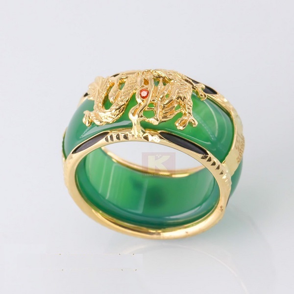 Nhẫn nam nữ thời trang đính đá viền mạ 18k khảm rồng