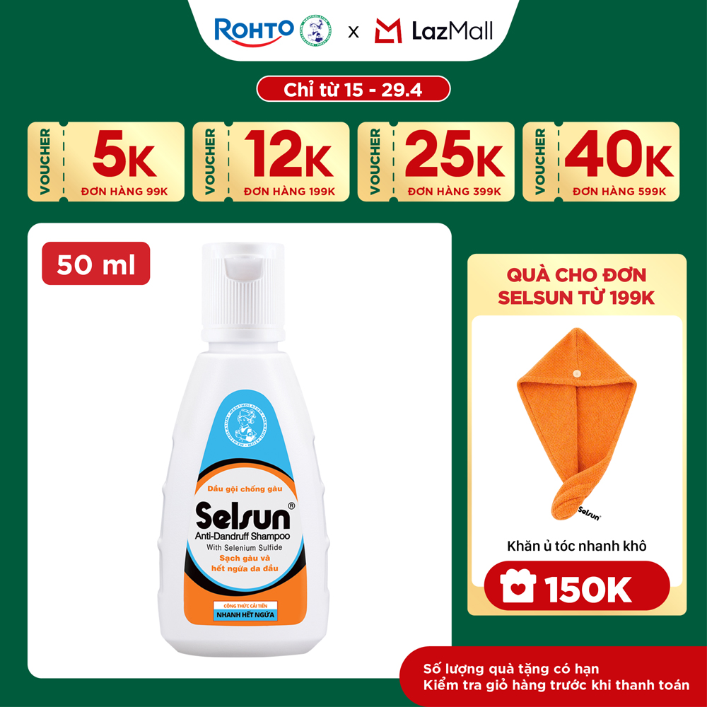 Dầu gội Selsun chống gàu, sạch gàu  hết ngứa da đầu Selsun Anti-Dandruff Shampoo 50ml