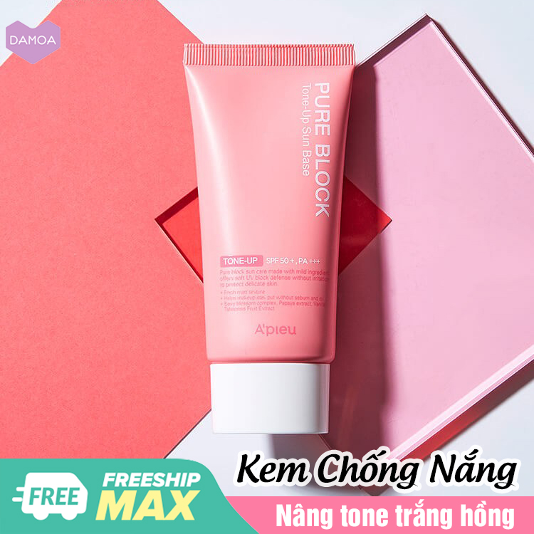 Kem chống nắng spf50+ pa+++ kiềm dầu - nâng tone - kiêm kem lót a'pieu pure block natural tone-up sun base