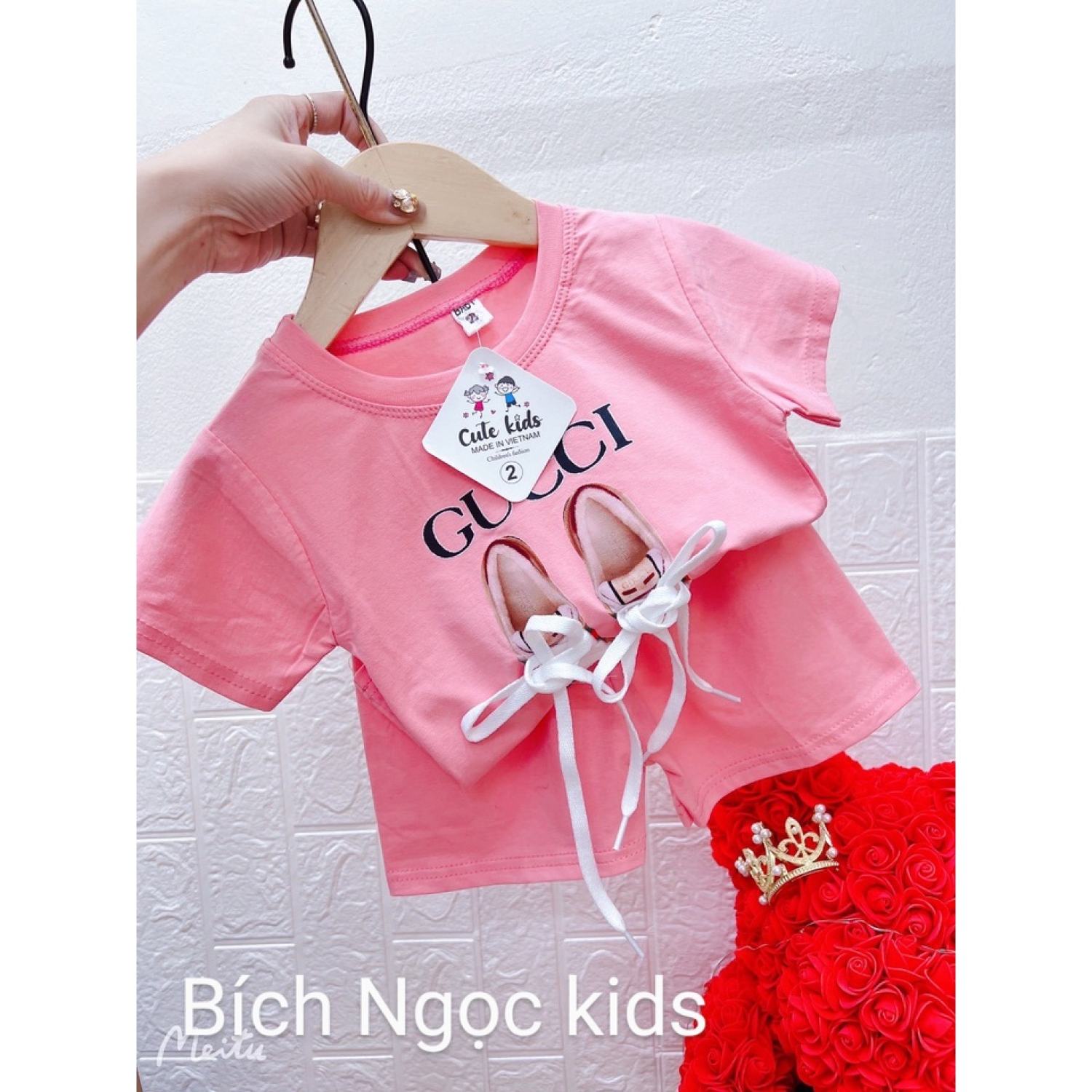 Sét bộ cotton tàu gucci đôi giày cộc hotrend cho bé