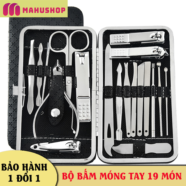 Bộ Dụng Cụ Cắt Móng Tay 19 Món Bằng Thép Không Gỉ, Chăm Sóc Và Làm Đẹp Cơ Thể Mạ Sơn Tĩnh Điện- Bộ Bấm Móng Tay, Lấy Ráy Tai Cao Cấp- Mahushop