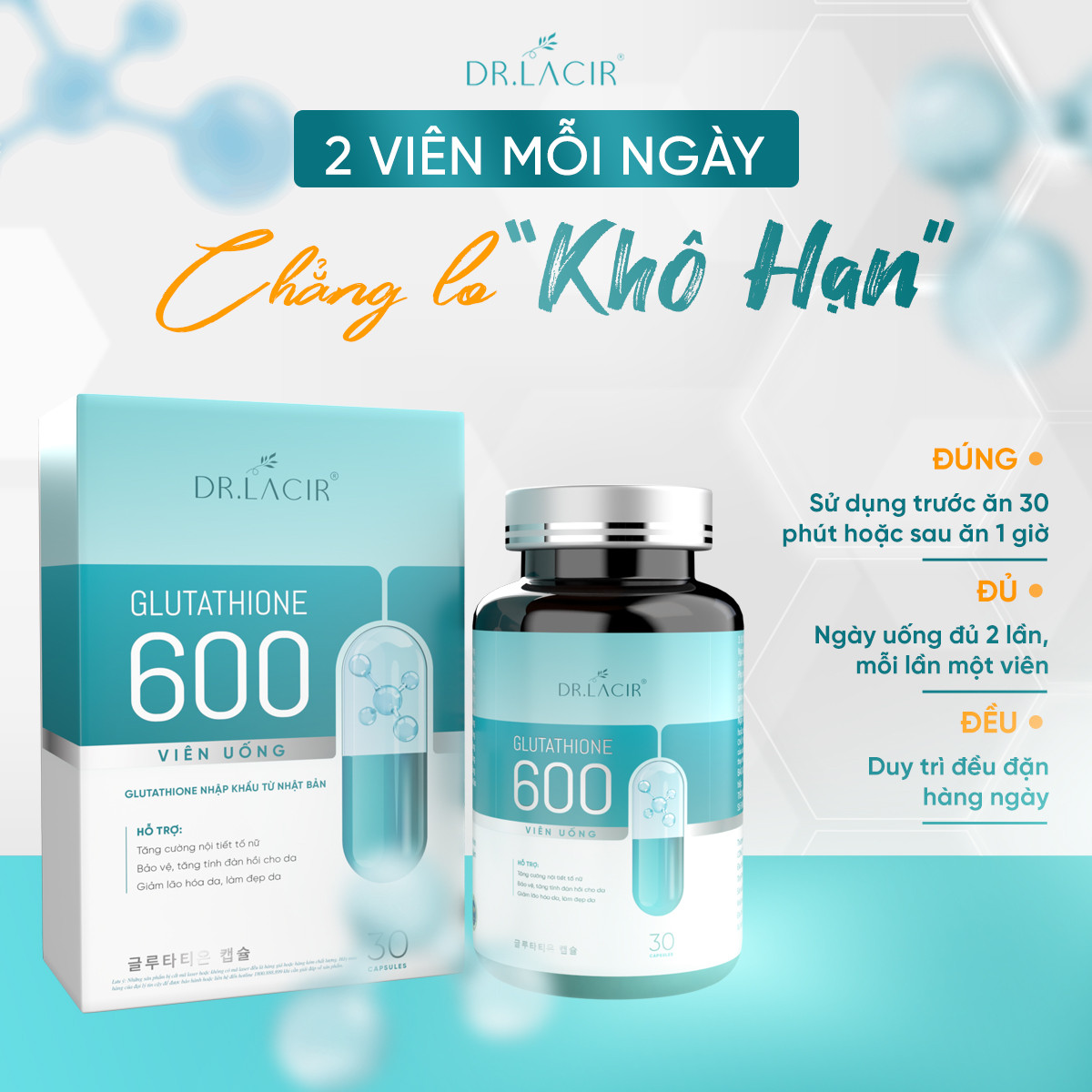 Combo 2 hộp gluetathione 600 và 1 hộp vệ sinh phụ nữ evamost nguyên tem