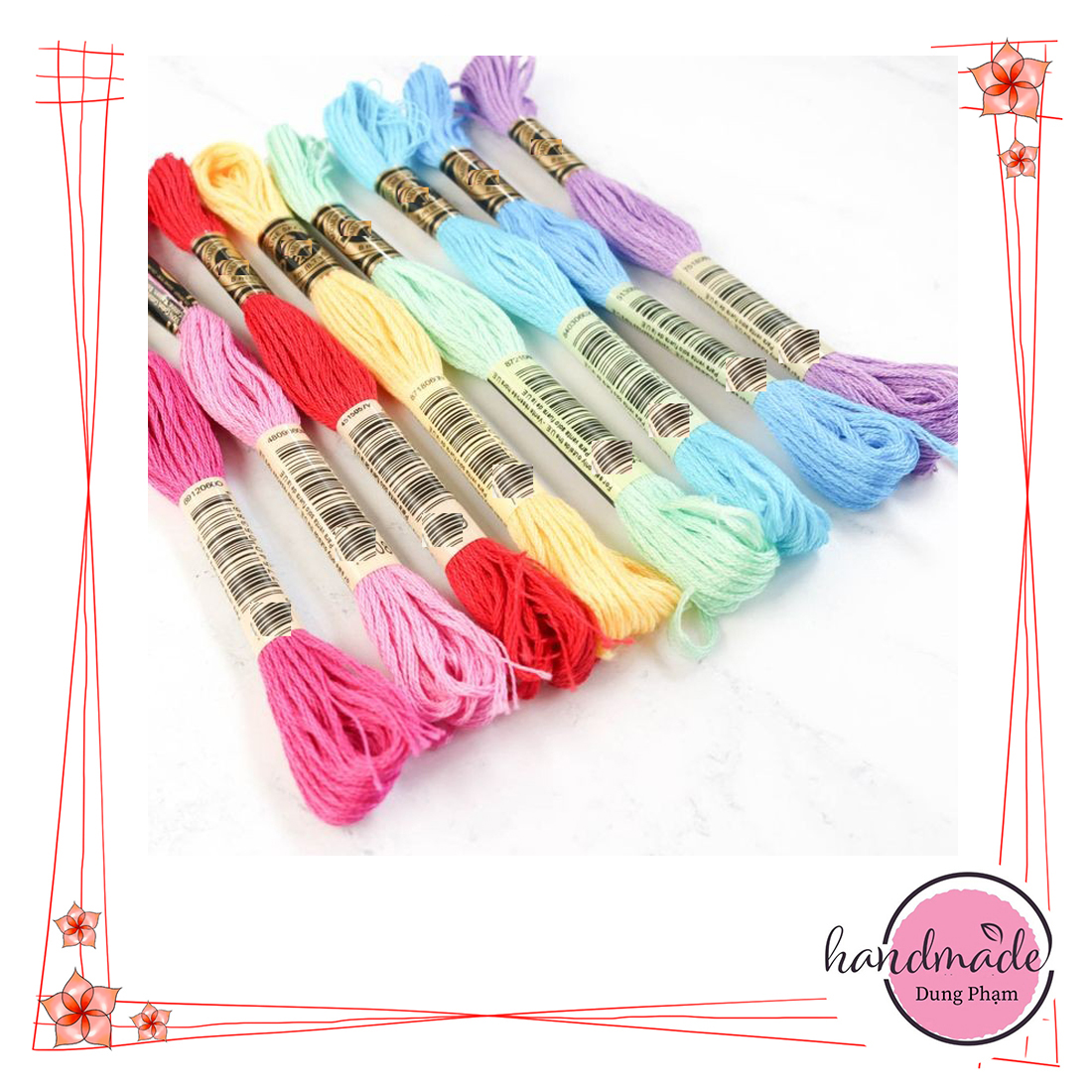 Set 8 tép chỉ thêu - màu như hình / chỉ thêu cotton dc - cxc