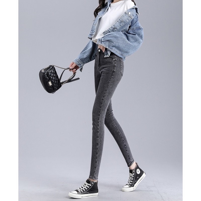 Quần Jean Nữ ST00 XÁM TRƠN NỮ - Quần Jeans Nữ Lưng Cao Co Giãn Tốt - Quần Bò Nữ Kiểu Dáng Basic - 180201