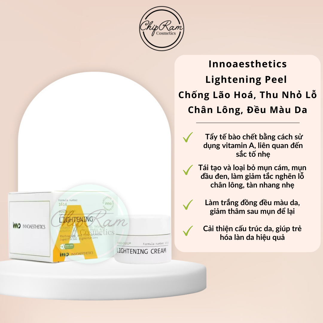 KEM PEEL HOẠT CHẤT VITAMIN A 5% INNOAESTHETICS INNO LIGHTENING GIÚP ĐỀU MÀU DA VÀ GIẢM THÂM MỤN 15G
