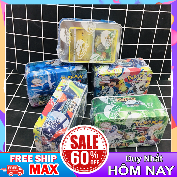 Thẻ bài pokemon hộp sắt 7.7cm x 10.5cm