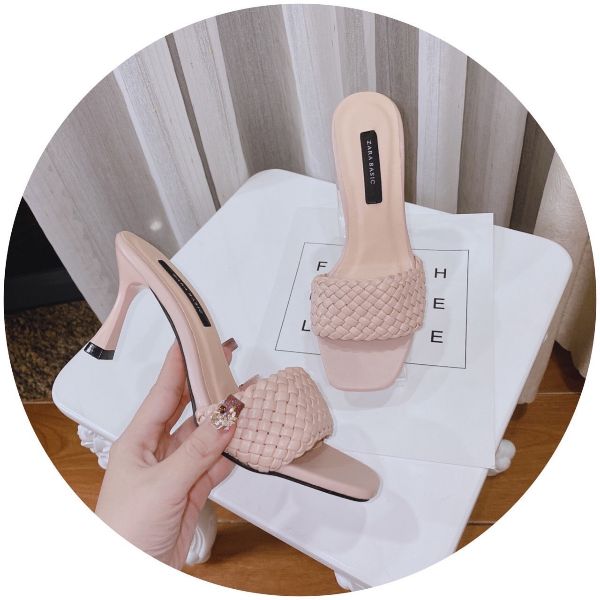 [HCM]Guốc quai ngang bản to đế nhọn cao 7cm